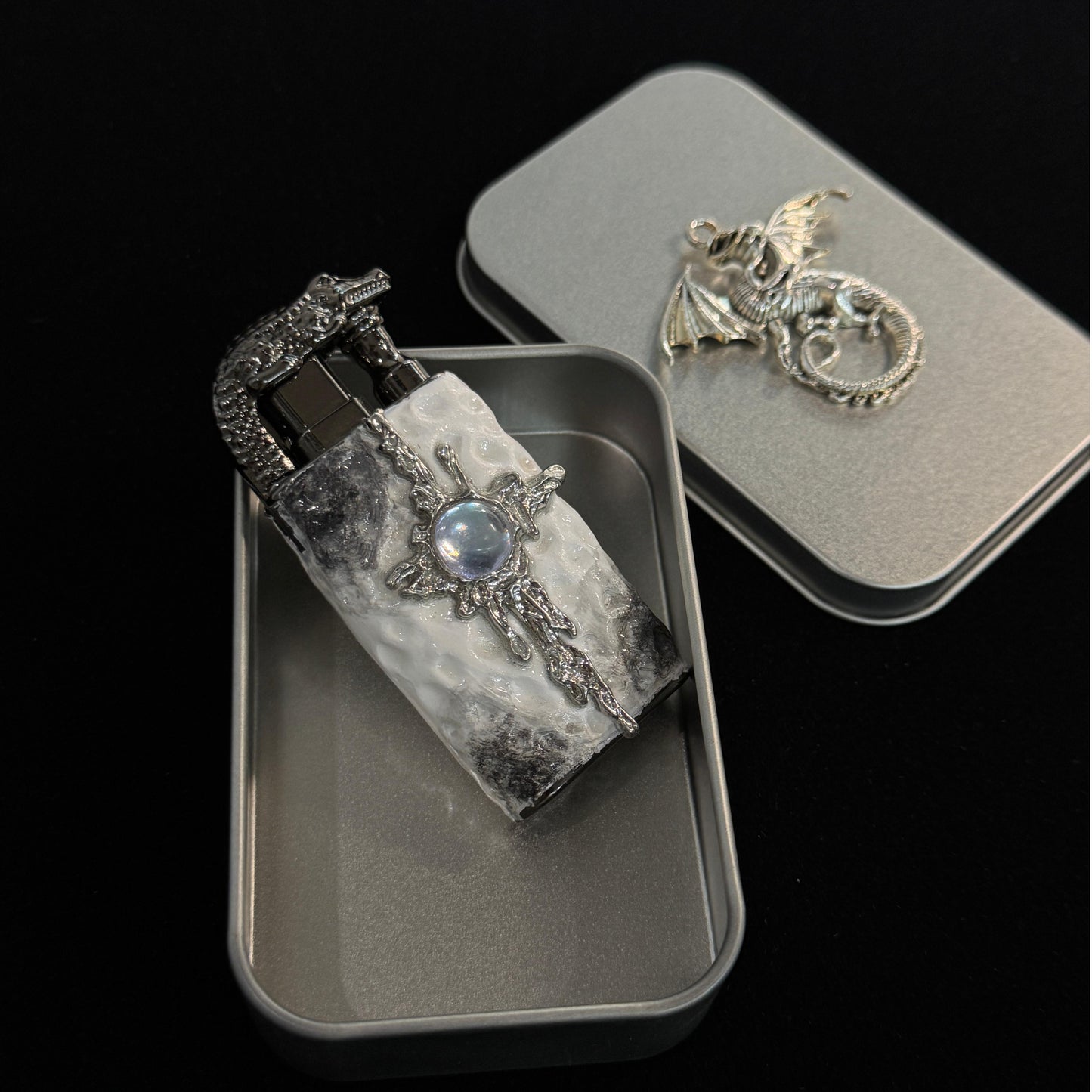 Crystal Azure Custom Lighter Handmade