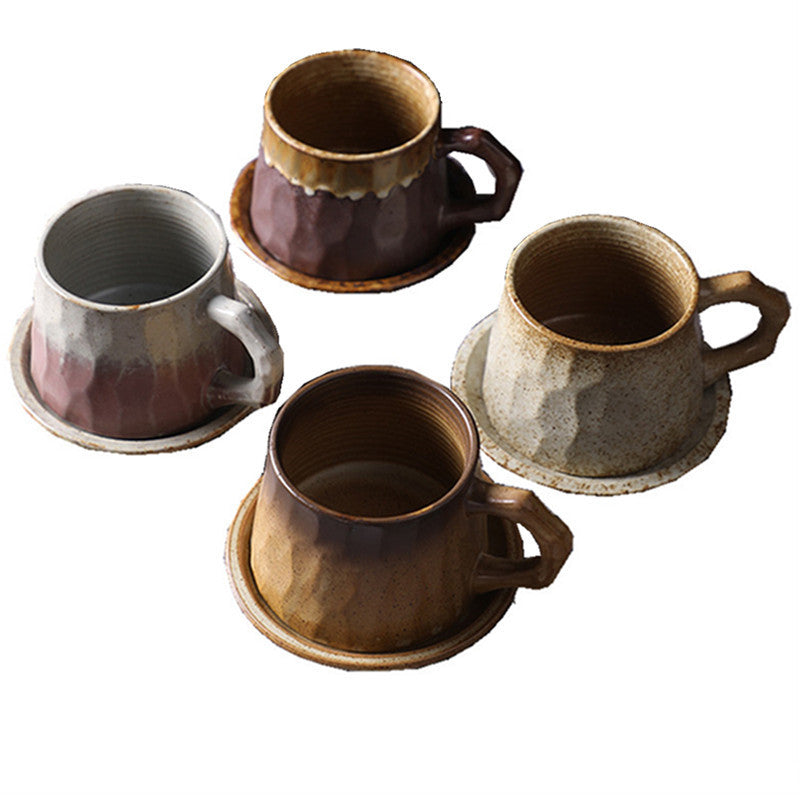 Vintage Ceramic Coffee Tasse und Untertasse (braun rot)