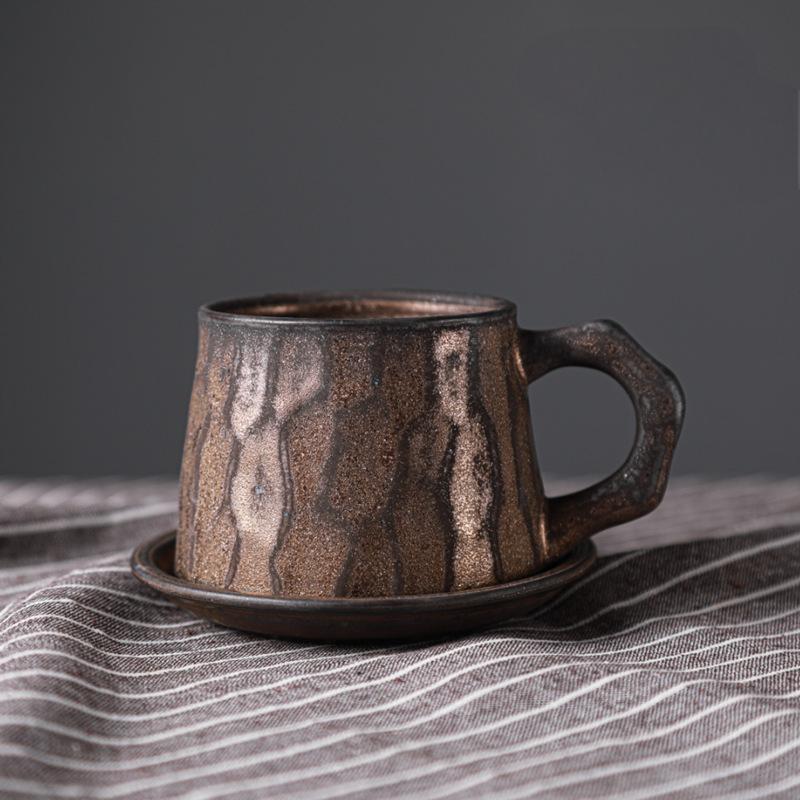 Vintage Ceramic Coffee Tasse und Untertasse (Rost)