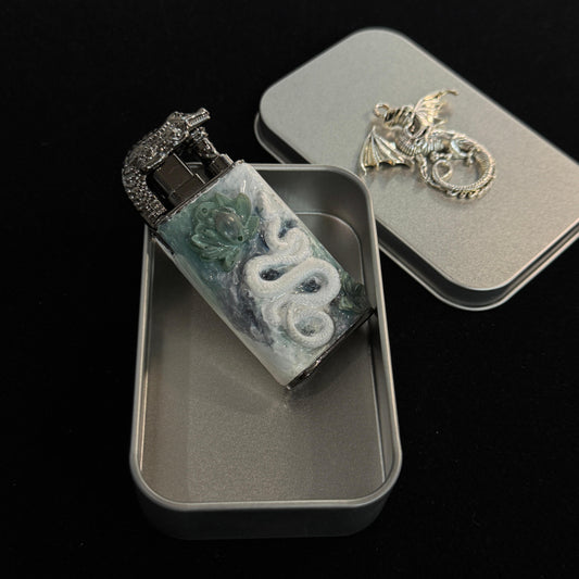 White Serpent Custom Lighter Handmade