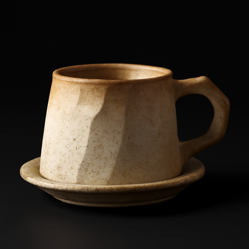 Vintage Ceramic Coffee Tasse und Untertasse (Beige）