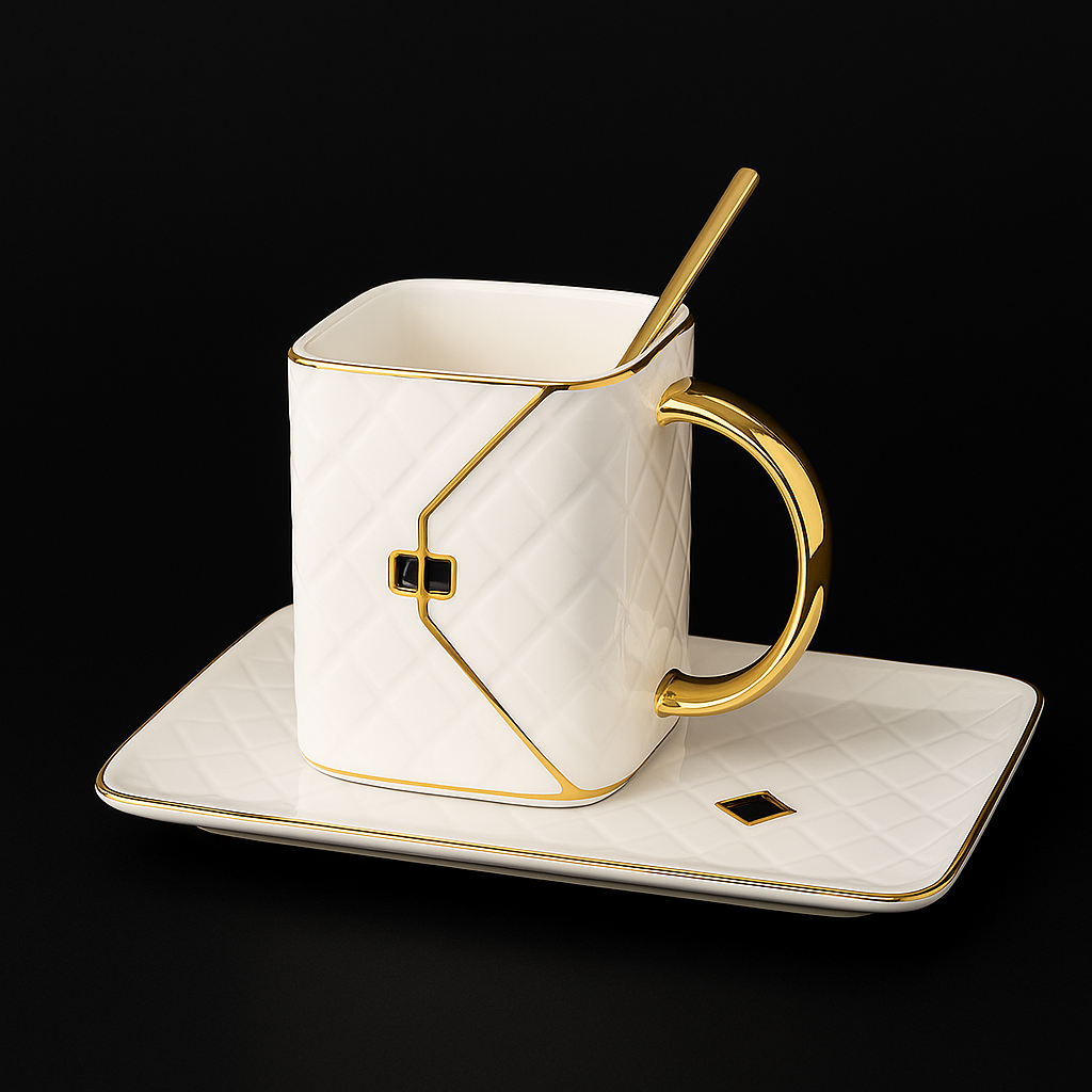 Handbag-Inspired Ceramic Coffee Cup Set   White