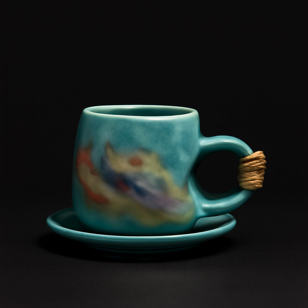 Tazza di caffè a orecchio rotondo verde