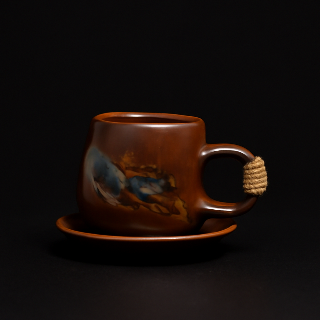 Tazza di caffè a orecchio rotondo marrone