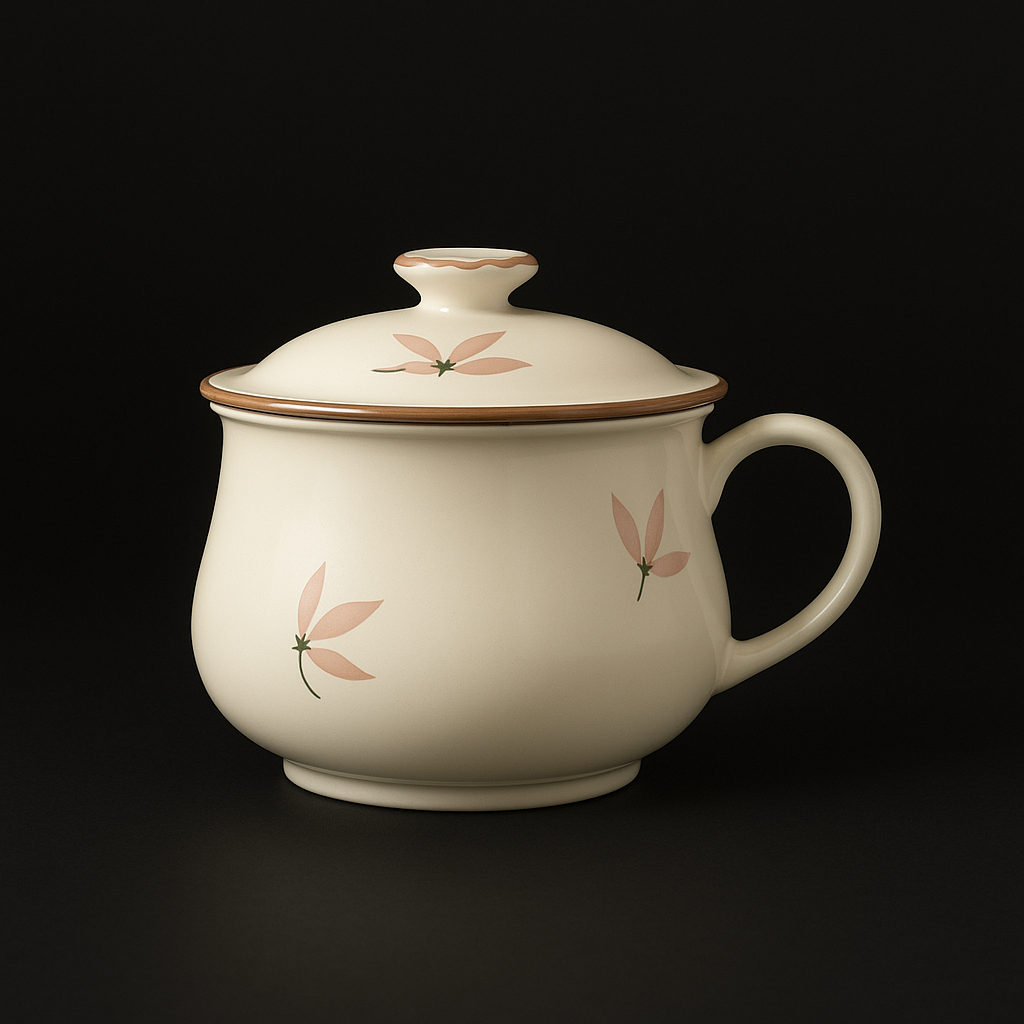 Pink Orchid Series Beige Office Mug