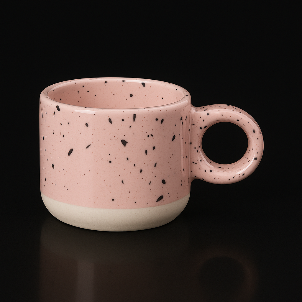 Tazza fatta a mano maculata rosa