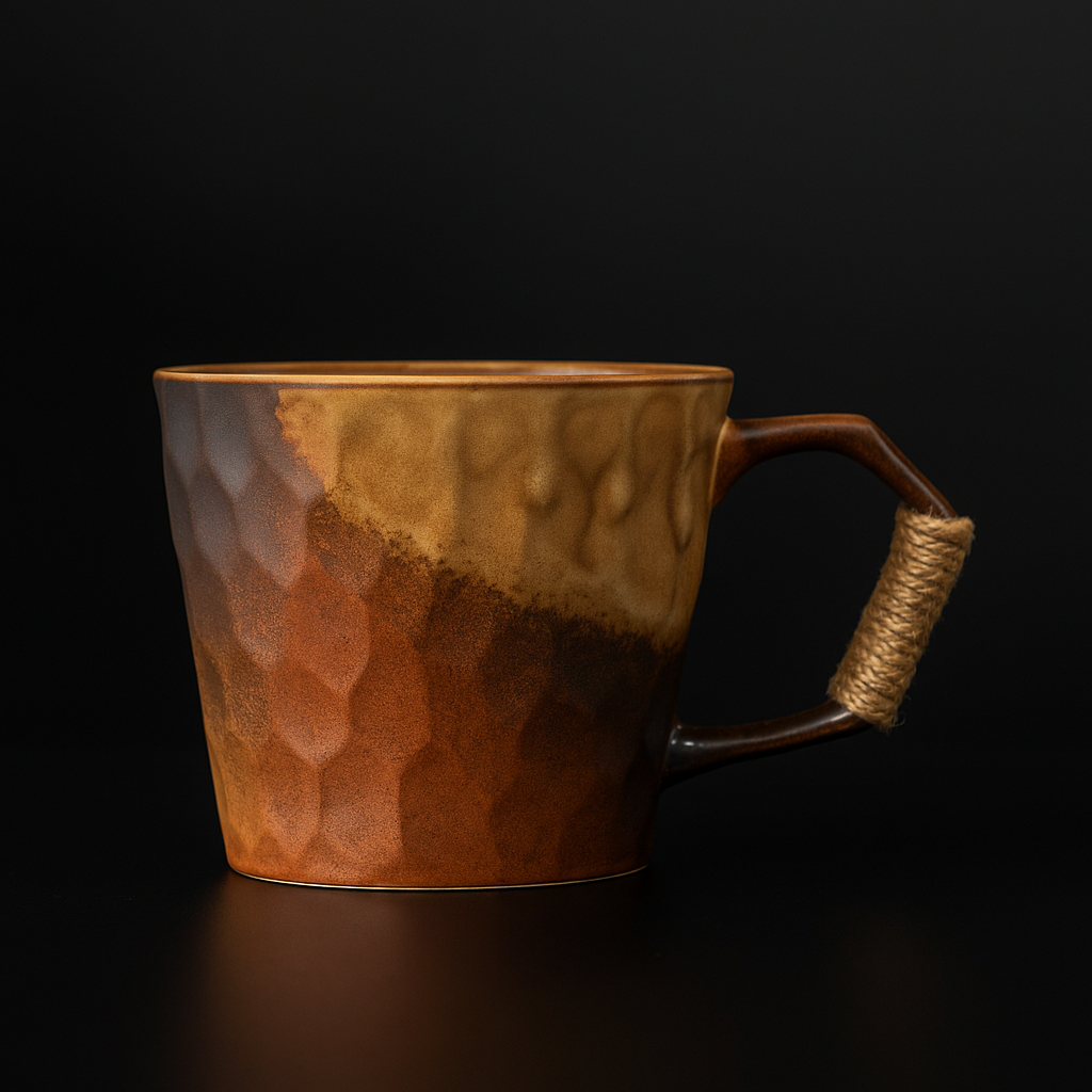 Tazza in ceramica fatta a mano marrone scuro