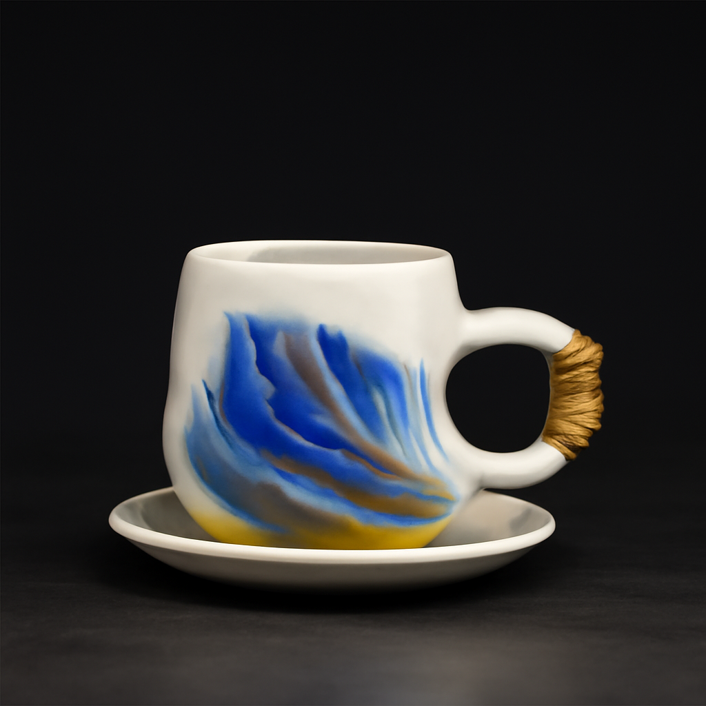 Tazza di caffè a orecchio rotondo bianco