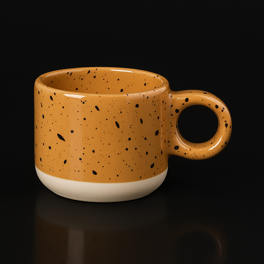 Gelb gesprenkelte handgefertigte Becher
