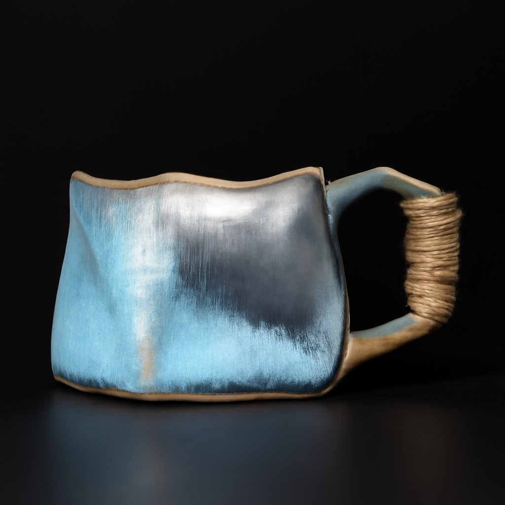 Tazza di tè irregolare artigianale blu
