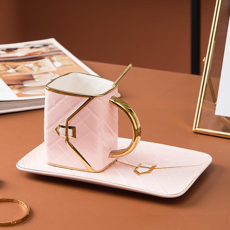 Handbag-Inspired Ceramic Coffee Cup Set   Pink
