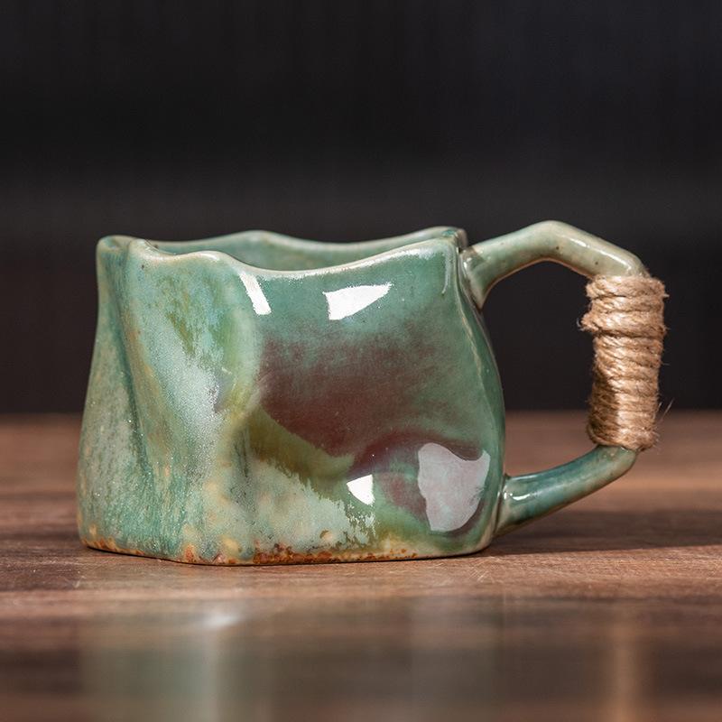 Tazza di tè irregolare artigianale verde