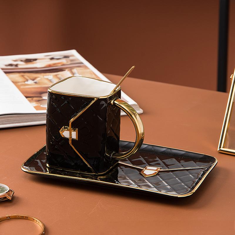 Handbag-Inspired Ceramic Coffee Cup Set   Black