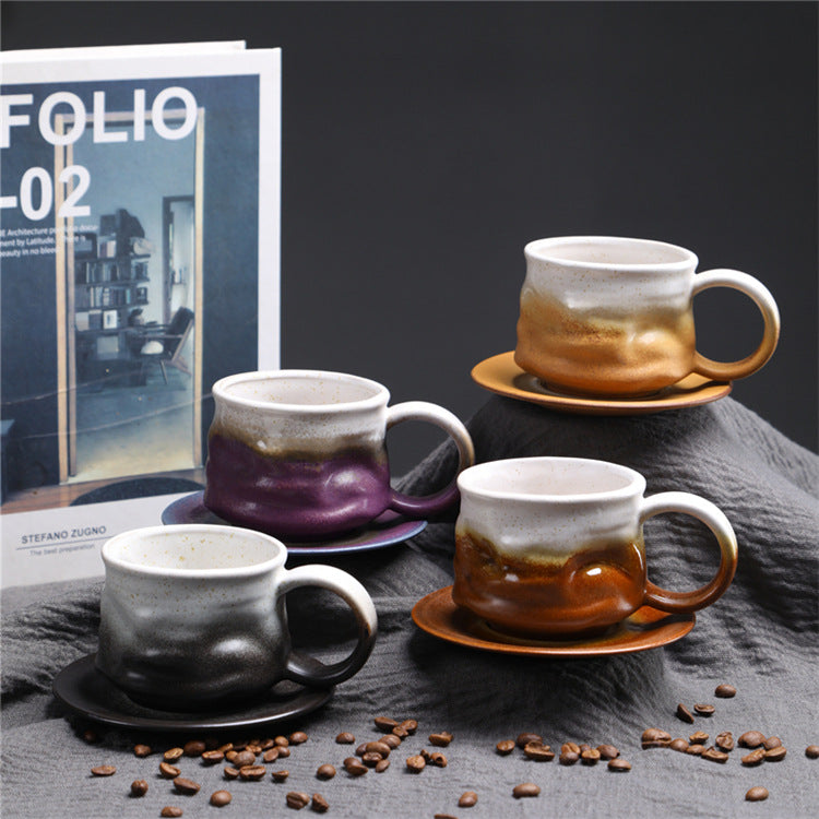 Irregular Curved Ceramic Coffee Cup Blue