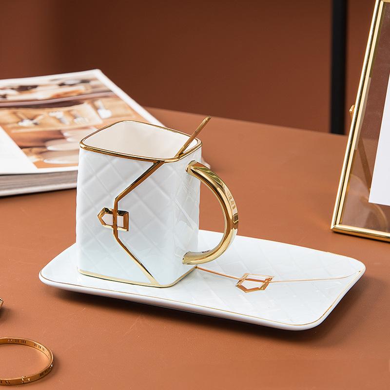 Handbag-Inspired Ceramic Coffee Cup Set  Blue