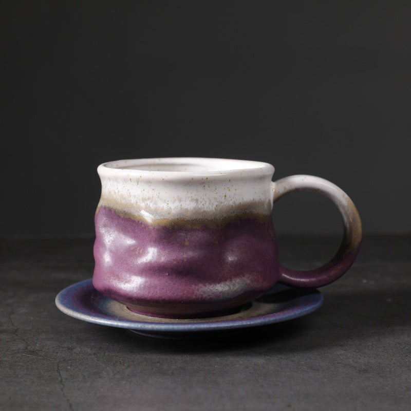 Irregular Curved Ceramic Coffee Cup Purple