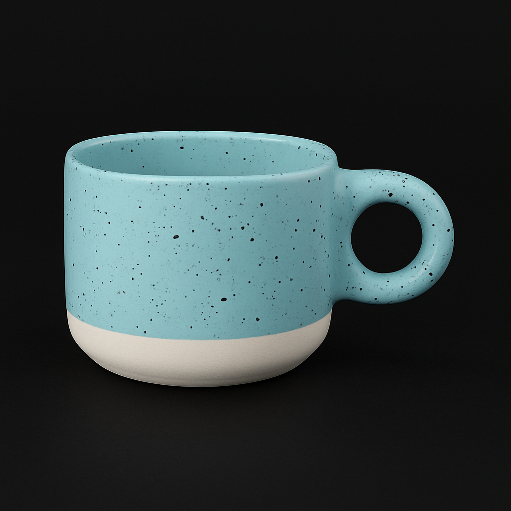Blau gesprenkelte handgefertigte Becher