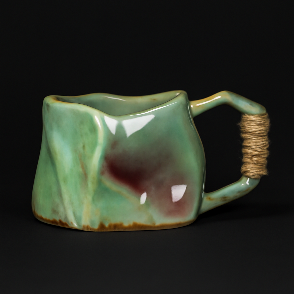 Tazza di tè irregolare artigianale verde